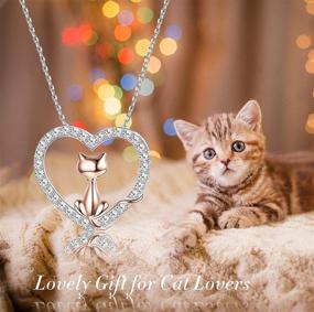 img 2 attached to 💍 Sllaiss 925 Sterling Silver Cat Pendant Necklace: A Lovely Gift Set with AAAAA Cubic Zirconia for Birthdays, Valentine's, and Mother's Day