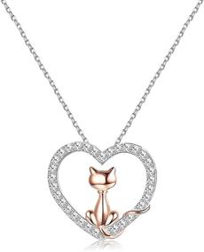 img 4 attached to 💍 Sllaiss 925 Sterling Silver Cat Pendant Necklace: A Lovely Gift Set with AAAAA Cubic Zirconia for Birthdays, Valentine's, and Mother's Day