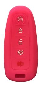 img 3 attached to Silicone Key Fob Cover for Ford C-Max, Edge, Escape, Expedition, Explorer, Flex, Focus, Taurus - M3N5WY8609 (Rose Bengal)