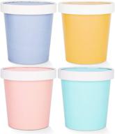 🍦 glowcoast 16 oz pint ice cream storage containers with lids - ideal freezer-safe tubs for homemade ice cream. preserve and protect frozen desserts such as yoghurt (assorted, pack of 24) логотип