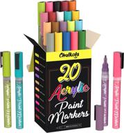 chalkola acrylic paint pens: 20 color set for rock, canvas, wood, ceramic, glass - non toxic fine tip markers with water based ink - ideal art supplies for kids and adults logo