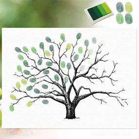 img 1 attached to Fingerprint Tree: Unique Wedding Guest Signature Canvas with Balloon Tree Painting Decor and 4 Ink Pads in Green - Ideal for Wedding Party