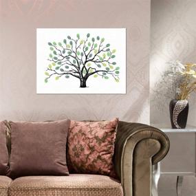 img 3 attached to Fingerprint Tree: Unique Wedding Guest Signature Canvas with Balloon Tree Painting Decor and 4 Ink Pads in Green - Ideal for Wedding Party