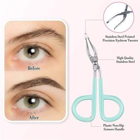 img 1 attached to 🔳 6-Piece Scissors Shaped Eyebrow Tweezers Clip | Easy Scissor Handle | Stainless Steel | Flat Straight Tip | Brow Hair Plucker Remover for Men and Women (Blue, Pink, Yellow)