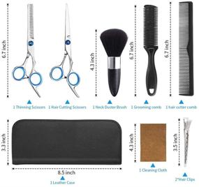 img 3 attached to 🧑 Hair Cutting Scissors Kit - Professional Stainless Thinning Shears with Flat Shears, Teeth Shear, Comb, Salon Cape, Hair Clip, Neck Duster Brush, Hair Razor Comb and Case for Men and Women