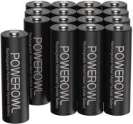 high capacity powerowl aa rechargeable batteries, 2800mah 1.2v nimh with low self discharge - pack of 16 logo