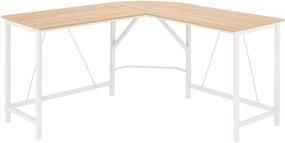 img 4 attached to 🖥️ Functional and Stylish Amazon Basics L-Shape Office Corner Desk, 55-Inch - Embrace Natural Elegance