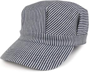img 3 attached to 🧢 Stylish Oversized Men's Classic Denim Stripe Conductor Engineer Cotton Cap