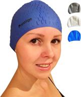 💧 water drop premium silicone swimming cap - perfect for men, women, adults, children, boys, and girls with short, medium, and long hair! logo