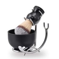 men's deluxe 3-in-1 shaving set: shaving brush, bowl, razor & brush holder kit logo