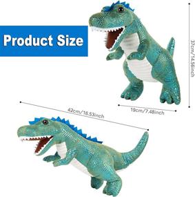 img 1 attached to T-Rex Dinosaur Plush Toy, 14.5” Soft &amp; Cuddly Stuffed Animal 🦖 Pillow, Ideal Gift for Boys, Girls, Kids, Room Decor and Sleeping Companions