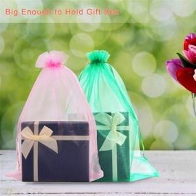 img 1 attached to 🎁 SumDirect 100Pcs12x16 Inches Extra Large Organza Gift Bags with Drawstring in Vibrant Mixed Colors