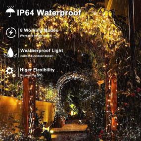 img 1 attached to 🌞 2 Pack 33 Feet 100 LED Outdoor Solar String Lights - Powered Fairy Lights with 8 Modes, Waterproof Indoor String Lights for Patio, Garden, Party, Holiday, Wedding, Christmas Decor (Warm White)