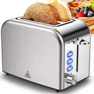 best rated prime stainless steel 2 slice toaster with wide slot, 6 bread shade settings, bagel function, reheat & cancel option, removable crumb tray логотип