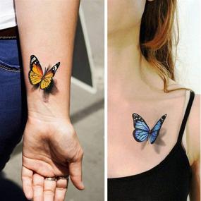 img 1 attached to 🦋 110 Pcs 3D Butterfly Tattoos for Kids and Women - Colorful Body Art Temporary Tattoos, Butterfly Party Favors