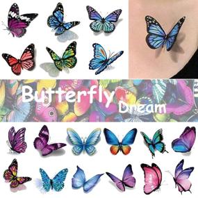 img 4 attached to 🦋 110 Pcs 3D Butterfly Tattoos for Kids and Women - Colorful Body Art Temporary Tattoos, Butterfly Party Favors