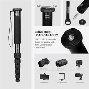 img 3 attached to 📷 Koolehaoda K-266 Black: Compact Portable Photography 6-Section Monopod, Max Load 10kg/22lbs, Folding Size 15-inch, Aluminum Alloy Unipod Stick