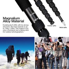 img 1 attached to 📷 Koolehaoda K-266 Black: Compact Portable Photography 6-Section Monopod, Max Load 10kg/22lbs, Folding Size 15-inch, Aluminum Alloy Unipod Stick