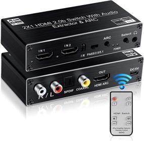 img 4 attached to 🔌 Avedio HDMI Switch Audio Extractor, HDMI Switch Splitter 2 Inputs 1 Output with Remote 4K@60hz, 2-Port HDMI2.0b Switcher Box with Optical Toslink SPDIF, Coaxial, Analog RCA Stereo Audio Out