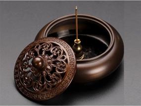 img 2 attached to Copper Incense Burner: Stylish Holder with Fire Cotton Lotus Incense Cone Coil & Incense Stick Holder - Perfect for Handicraft Gifts and Elegant Indoor Ornament