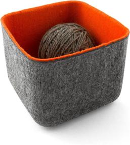 img 1 attached to 🧡 Three By Three Seattle Felt Organizer in Vibrant Orange, 5 x 5 Inch: Keep Your Space Tidy and Stylish!