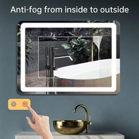 img 3 attached to 💡 28 × 20 Inch LED Bathroom Vanity Mirror by FUNTOUCH – Wall Mounted Makeup Mirror with 3 Color Lighting, Anti-Fog Function, Touch Screen Dimming – Plug-in Light Up Mirror for Vertically or Horizontally Hanging
