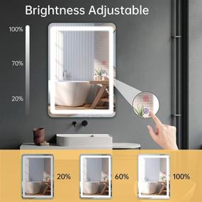img 1 attached to 💡 28 × 20 Inch LED Bathroom Vanity Mirror by FUNTOUCH – Wall Mounted Makeup Mirror with 3 Color Lighting, Anti-Fog Function, Touch Screen Dimming – Plug-in Light Up Mirror for Vertically or Horizontally Hanging
