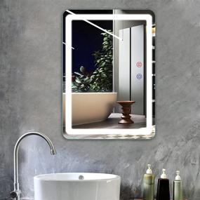 img 4 attached to 💡 28 × 20 Inch LED Bathroom Vanity Mirror by FUNTOUCH – Wall Mounted Makeup Mirror with 3 Color Lighting, Anti-Fog Function, Touch Screen Dimming – Plug-in Light Up Mirror for Vertically or Horizontally Hanging