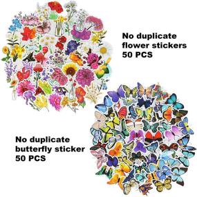 img 3 attached to 🌺 Waterproof Vinyl Flower and Butterfly Stickers Pack - 100 Pcs for Laptop, Phone, and Water Bottles (50 Flower + 50 Butterfly)
