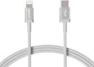 amazon basics cеребристая зарядка для iphone: сертифицированный mfi плетеный usb-c к lightning, совместима с iphone 12 и 11 pro/max - 1 фут. логотип