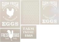 🥚 rustic farm fresh eggs farmhouse stencil set - 5 piece by studior12, reusable mylar template for painting wood signs, walls, tables - diy kitchen decor logo