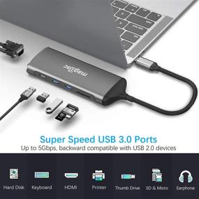 img 1 attached to 🔌 Dual Monitor USB C Laptop Dock with Dual HDMI, Gigabit Ethernet, 3 USB Ports, VGA, SD/TF Card Reader, Audio, 100W PD Charging - Compatible with MacBook and USB C Windows