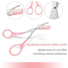 img 1 attached to 🛀 KASI 3pcs Stainless Steel Eyebrow Tweezers, Scissors, and Razors Set - Eyebrow Trimmer Shaver Shaper Kit with Comb for Women and Men - Pink