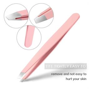 img 3 attached to 🛀 KASI 3pcs Stainless Steel Eyebrow Tweezers, Scissors, and Razors Set - Eyebrow Trimmer Shaver Shaper Kit with Comb for Women and Men - Pink