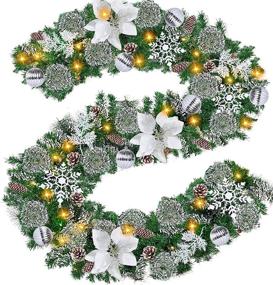 img 4 attached to Christmas Decoration Poinsettias Snowflakes Pinecones