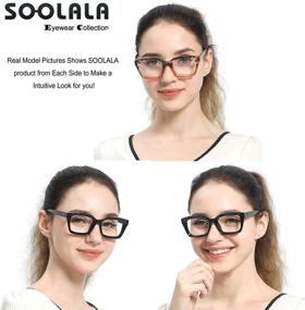 img 3 attached to 🕶️ Sleek and Stylish: SOOLALA Retro Designer 49mm Large Lens Square Reading Glasses with a Big Eyeglass Frame