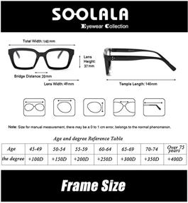 img 2 attached to 🕶️ Sleek and Stylish: SOOLALA Retro Designer 49mm Large Lens Square Reading Glasses with a Big Eyeglass Frame