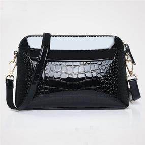 img 1 attached to 👜 Изысканная сумка из искусственной кожи патентного типа под крокодила: сумка на плечо, кросс-боди сумка