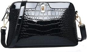 img 4 attached to 👜 Изысканная сумка из искусственной кожи патентного типа под крокодила: сумка на плечо, кросс-боди сумка