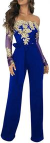 img 3 attached to Aro Lora Shoulder Jumpsuit Embroidery Women's Clothing for Jumpsuits, Rompers & Overalls