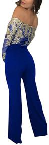 img 2 attached to Aro Lora Shoulder Jumpsuit Embroidery Women's Clothing for Jumpsuits, Rompers & Overalls