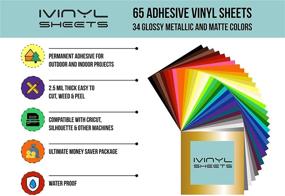 img 2 attached to 🎨 iVinyl - 65 Adhesive Vinyl Sheets 12x12 Self Adhesive Backed Vinyl Sheets - Glossy & Matt Assorted Colors for Cricut, Craft Cutters, Silhouette Cameo & Crafting Machines