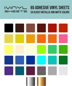 img 1 attached to 🎨 iVinyl - 65 Adhesive Vinyl Sheets 12x12 Self Adhesive Backed Vinyl Sheets - Glossy & Matt Assorted Colors for Cricut, Craft Cutters, Silhouette Cameo & Crafting Machines