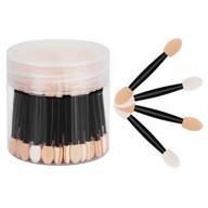 🖌️ chefbee 80pcs eyeshadow applicators with container, disposable dual sided eyeshadow brushes, makeup sponge applicator set (black) logo