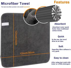 img 3 attached to 🧽 KinHwa Microfiber Dish Cloths: Ultra Absorbent 10-Pack for Fast Drying & Effective Dish Washing - Gray, 12x12 inches