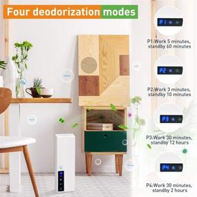 img 2 attached to 🌬️ Advanced Air Purifier Deodorizer: Double Function, Digital Display, 4 Modes. Remove Odor, Oil Smoke & Refresh Air in Bathroom, Bedroom, Kitchen & Closets.