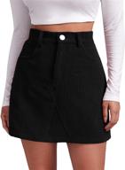 shein women's high waist corduroy bodycon mini skirt with button front and pocket - short skirts logo