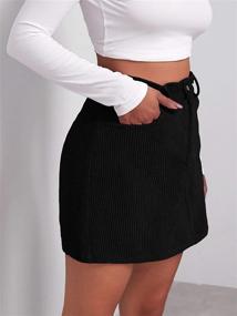 img 2 attached to SheIn Women's High Waist Corduroy Bodycon Mini Skirt with Button Front and Pocket - Short Skirts