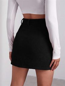 img 3 attached to SheIn Women's High Waist Corduroy Bodycon Mini Skirt with Button Front and Pocket - Short Skirts