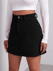 img 1 attached to SheIn Women's High Waist Corduroy Bodycon Mini Skirt with Button Front and Pocket - Short Skirts